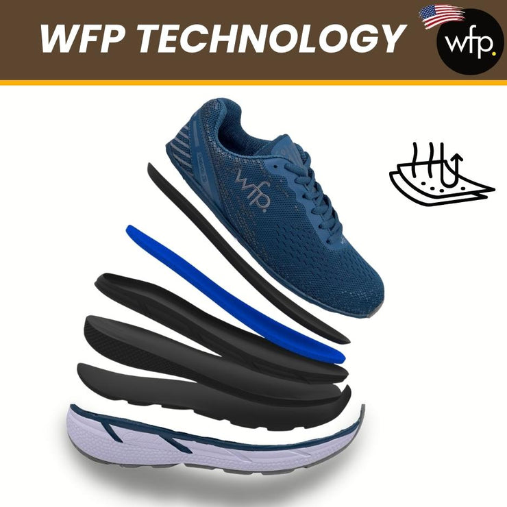 COLUMBUS WFP SCIOTO - EXTRA COMFORTABLE WIDE WALKING SHOES FOR MEN - BLUE/WHITE LACES SL323M