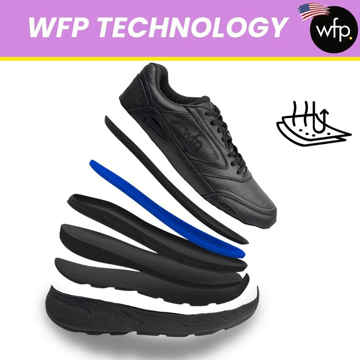 COLUMBUS WFP WALKING BOOST - EXTRA COMFORTABLE WIDE WALKING SHOES FOR MEN - BLACK LACES WL101M