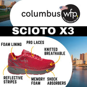 COLUMBUS WFP SCIOTO - EXTRA COMFORTABLE WIDE WALKING SHOES FOR MEN - RED/GREY LACES SL183M