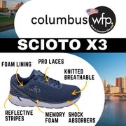 COLUMBUS WFP SCIOTO - EXTRA COMFORTABLE WIDE WALKING SHOES FOR WOMEN - BLUE/WHITE LACES  SL323W