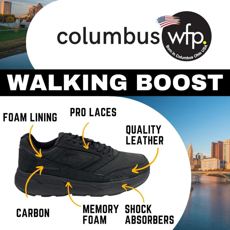 COLUMBUS WFP WALKING BOOST - EXTRA COMFORTABLE WIDE WALKING SHOES FOR MEN - BLACK/WHITE LACES WL131M