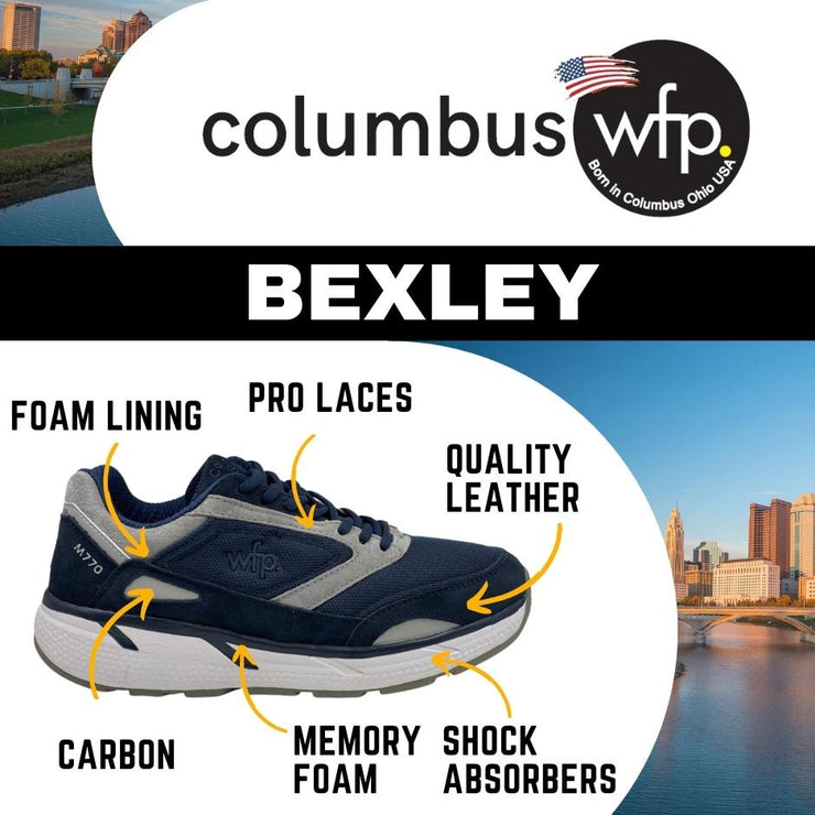 COLUMBUS WFP BEXLEY - EXTRA COMFORTABLE WIDE WALKING SHOES FOR WOMEN - BLACK/SILVER LACES BL284W