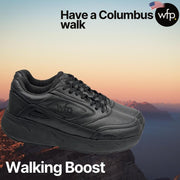 COLUMBUS WFP WALKING BOOST- EXTRA COMFORTABLE WIDE WALKING SHOES FOR WOMEN - BLACK/WHITE LACES WL131W