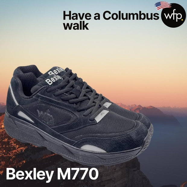 COLUMBUS WFP BEXLEY - EXTRA COMFORTABLE WIDE WALKING SHOES FOR MEN - BLACK LACES BL104M