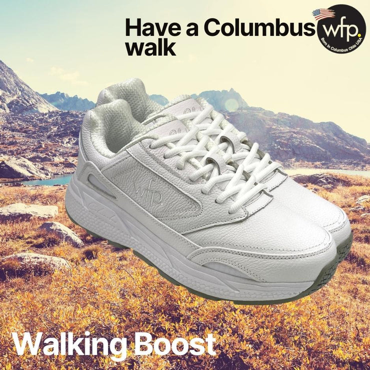 COLUMBUS WFP WALKING BOOST - EXTRA COMFORTABLE WIDE WALKING SHOES FOR MEN - WHITE LACES WL111M