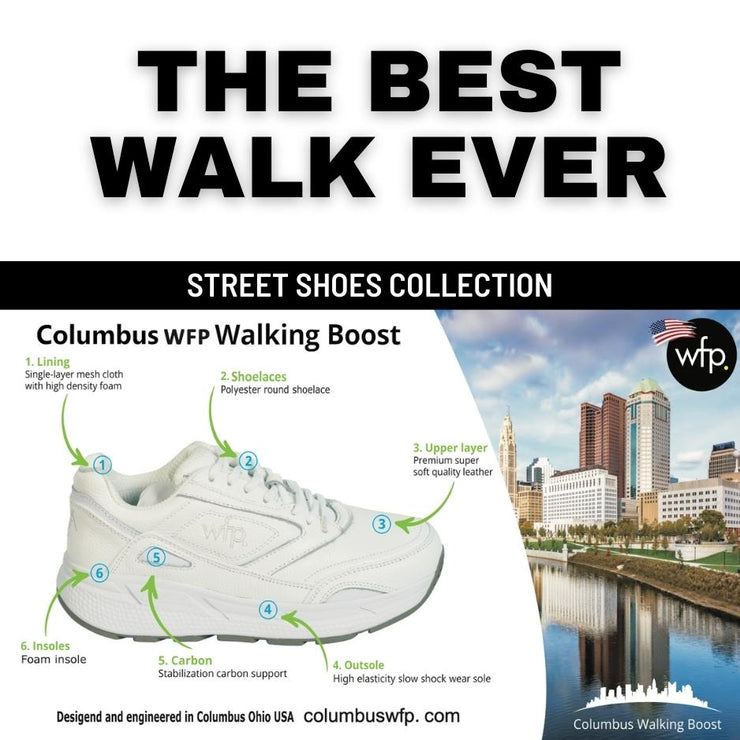 COLUMBUS WFP WALKING BOOST - EXTRA COMFORTABLE WIDE WALKING SHOES FOR MEN - WHITE LACES WL111M