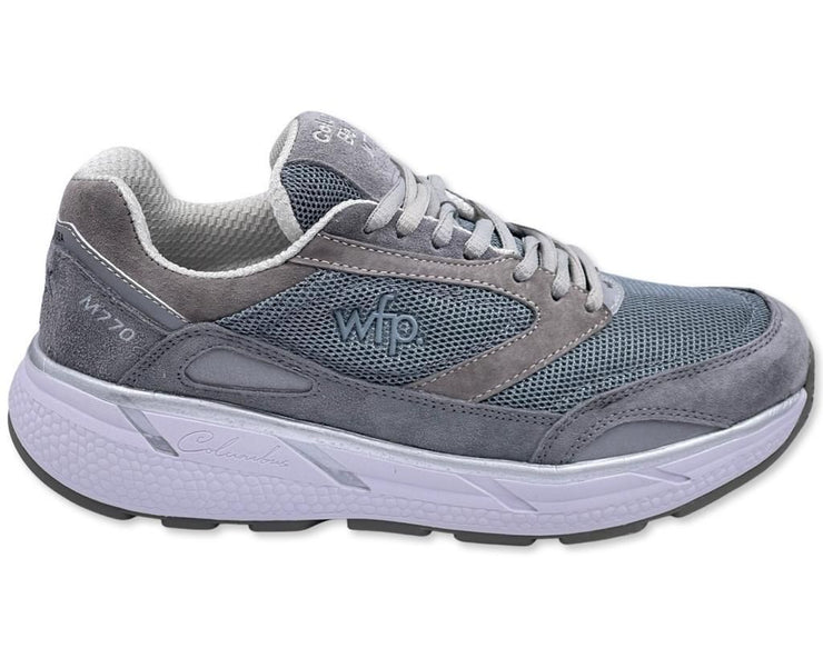 COLUMBUS WFP BEXLEY - EXTRA COMFORTABLE WIDE WALKING SHOES FOR MEN - GREY LACES BL234M