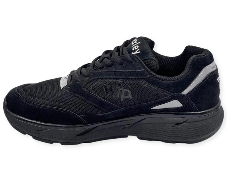 COLUMBUS WFP BEXLEY - EXTRA COMFORTABLE WIDE WALKING SHOES FOR WOMEN - BLACK/SILVER LACES BL284W