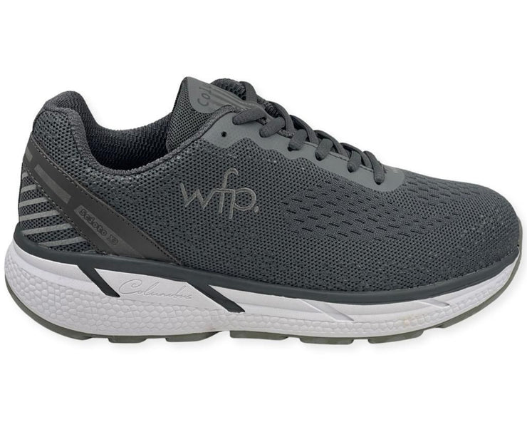 COLUMBUS WFP SCIOTO - EXTRA COMFORTABLE WIDE WALKING SHOES FOR WOMEN - GREY/WHITE LACES  SL123W