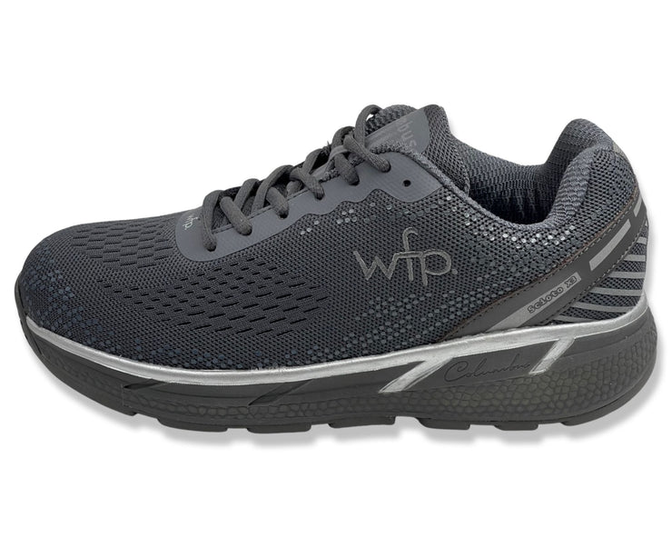 COLUMBUS WFP SCIOTO - EXTRA COMFORTABLE WIDE WALKING SHOES FOR MEN - GREY/GREY/SILVER LACES  SL233M