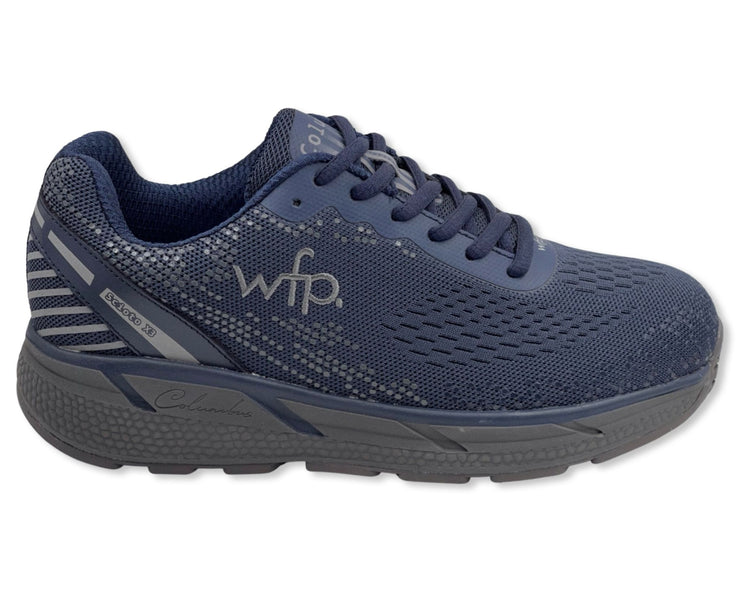 COLUMBUS WFP SCIOTO - EXTRA COMFORTABLE WIDE WALKING SHOES FOR MEN - BLUE/GREY LACES SL253M